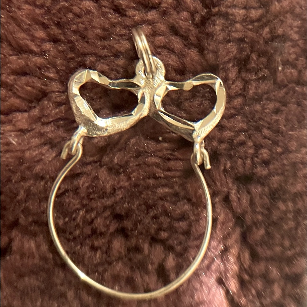 Vintage Connected Dual or Twin Heart Charm/ Pendant